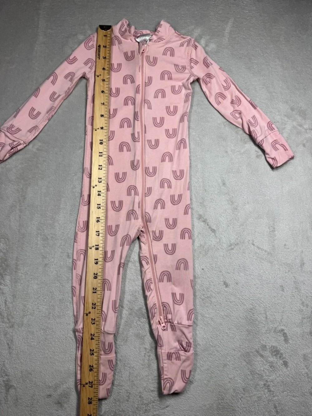 Hanna Andersson Layette Tencel Print Sleeper Blush Pink Rainbow Footie 12-18 M - Picture 5 of 16